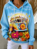 Women's Car and Peace Print Hoodie