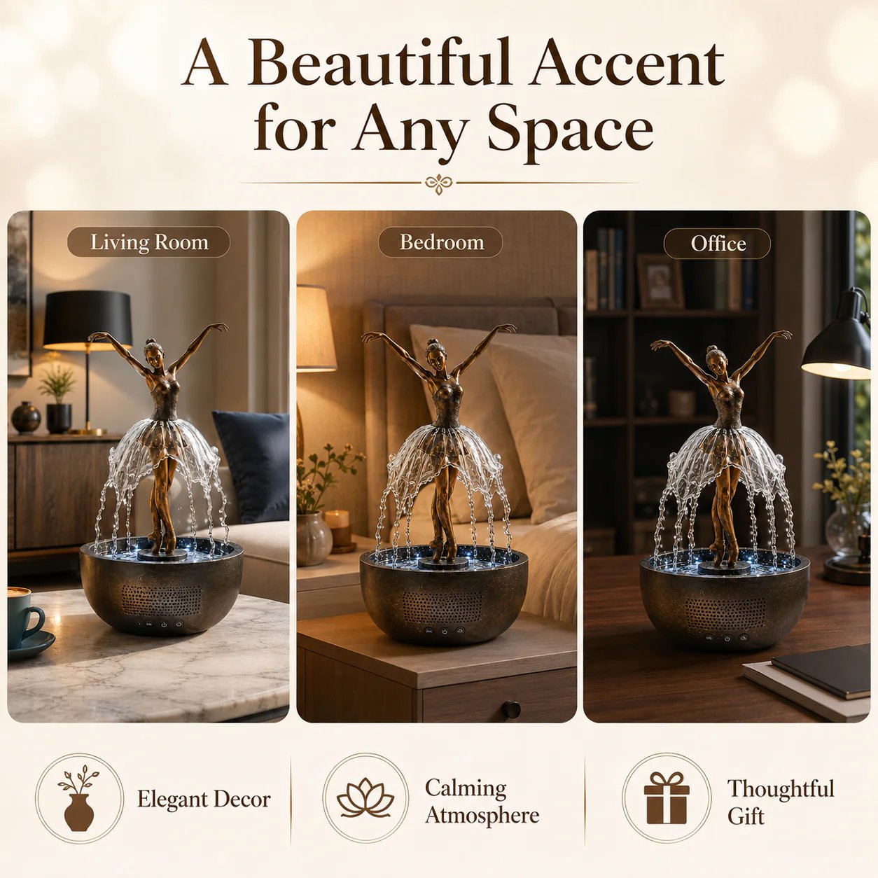 🔥HOT SALE 49% OFF💃🩰Elegant Ballerina Tabletop Water Fountain for Home & Office Decor💧✨