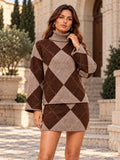 🍂✨ Women's Argyle Knit Sweater & Skirt Set – Elegant, Cosy & Effortlessly Chic