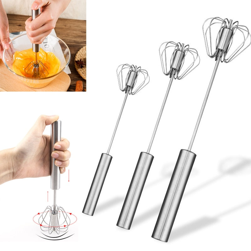 304 Stainless Steel Whisk - Semi Automatic Egg Beater