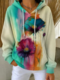 Women's Ink Watercolor Floral Print Sweatshirt