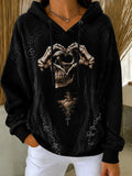 Women's - Heart-shaped spiky print sweatshirt