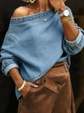 Off-Shoulder Relaxed Denim Top