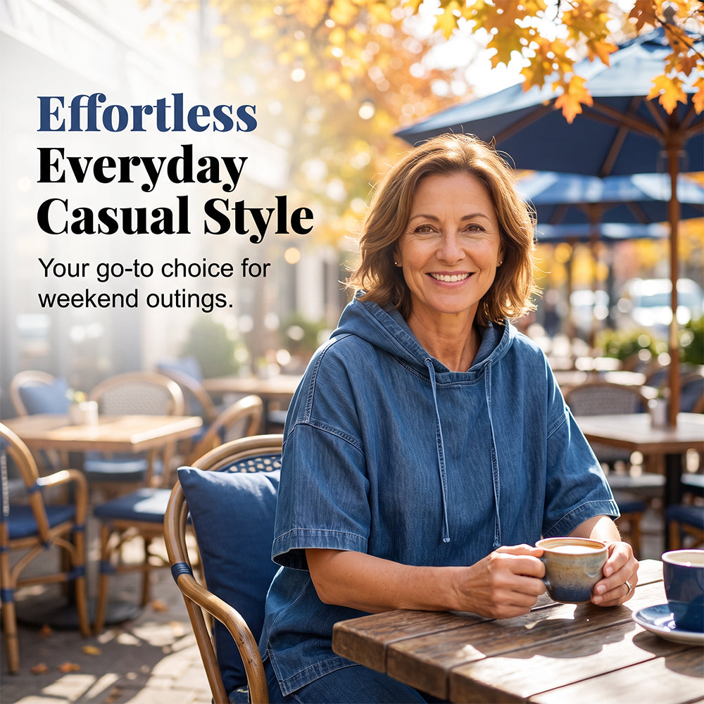 🍂 Women's Casual Loose Denim Hoodie – Relaxed Comfort & Effortless Autumn Style