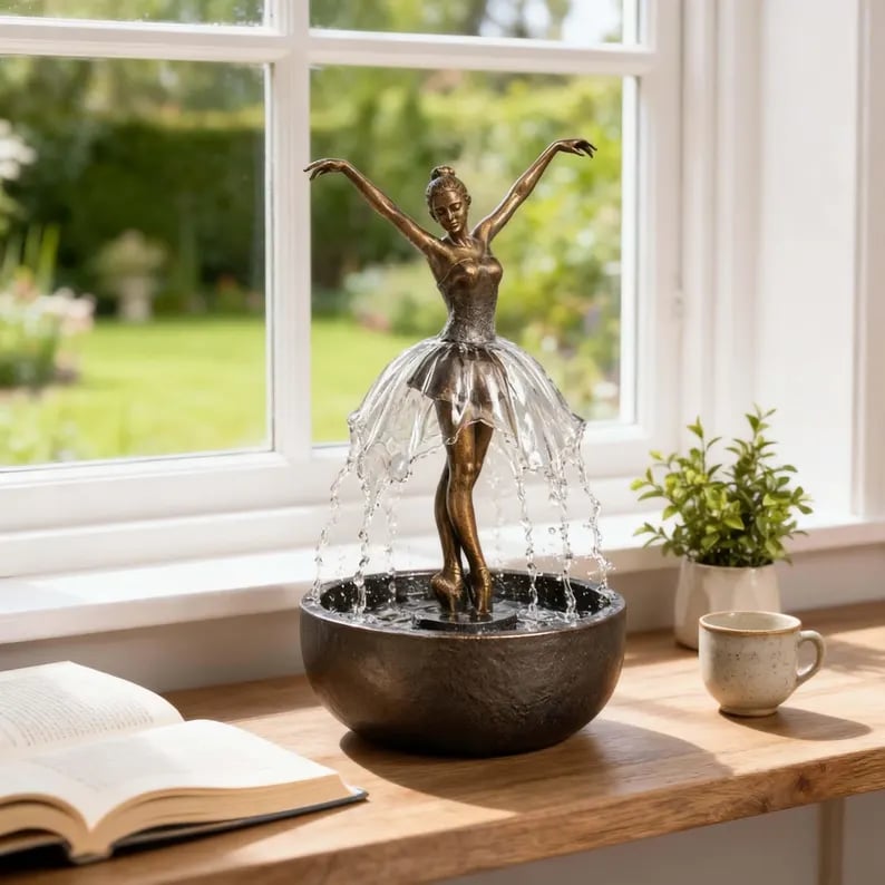 🔥HOT SALE 49% OFF💃🩰Elegant Ballerina Tabletop Water Fountain for Home & Office Decor💧✨