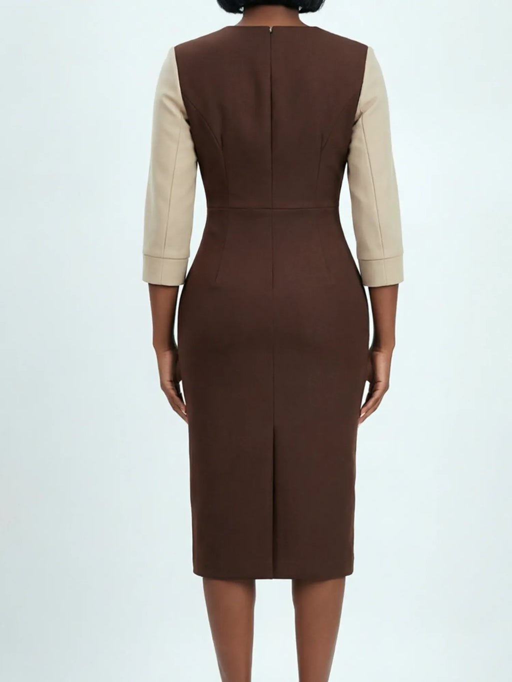 Color-Block Cropped Overlay Midi Dress