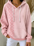 Women's Pink Striped Polka Dot Print Sweatshirt