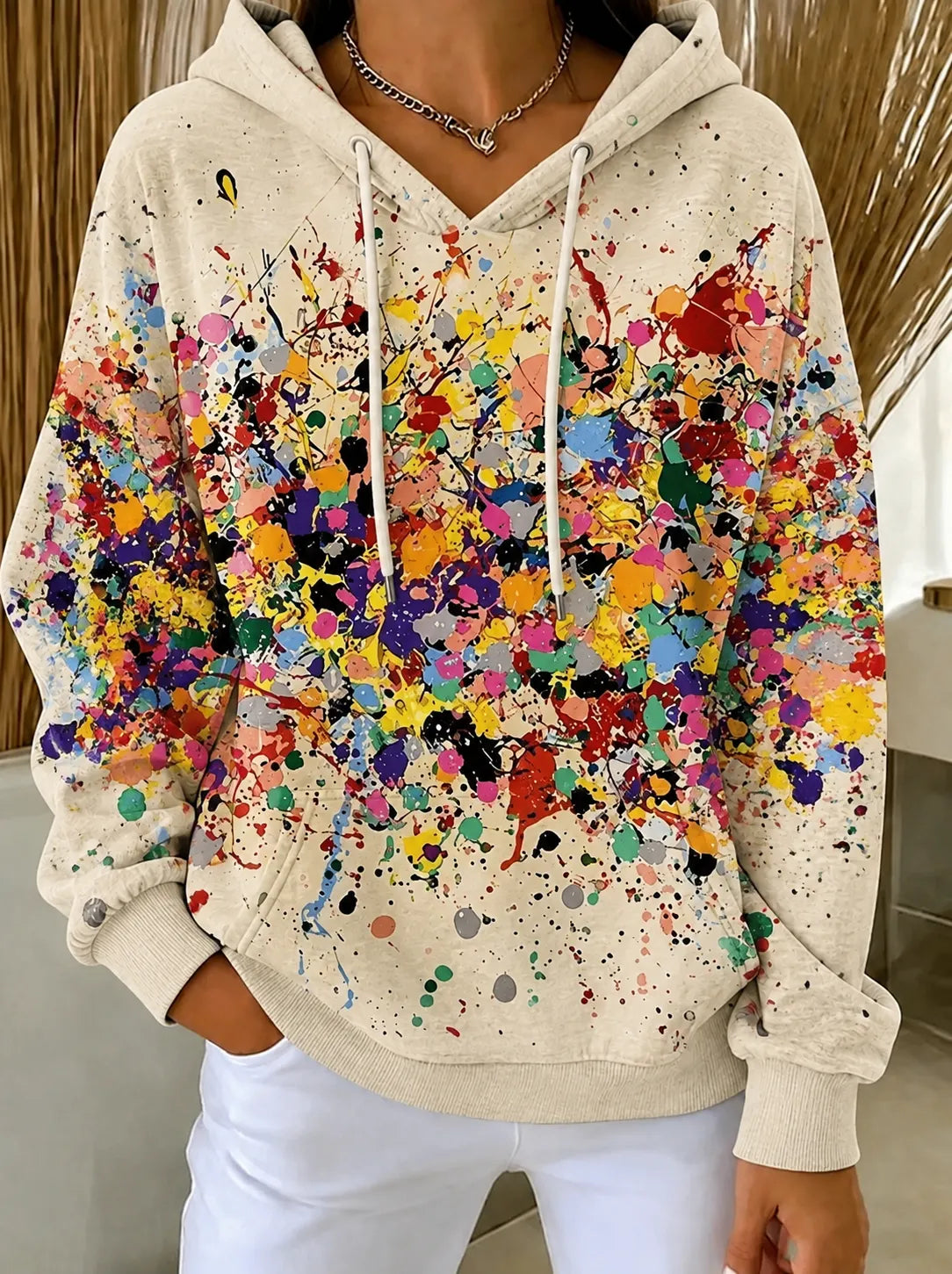 Women's - Splatter Art Print Sweatshirt