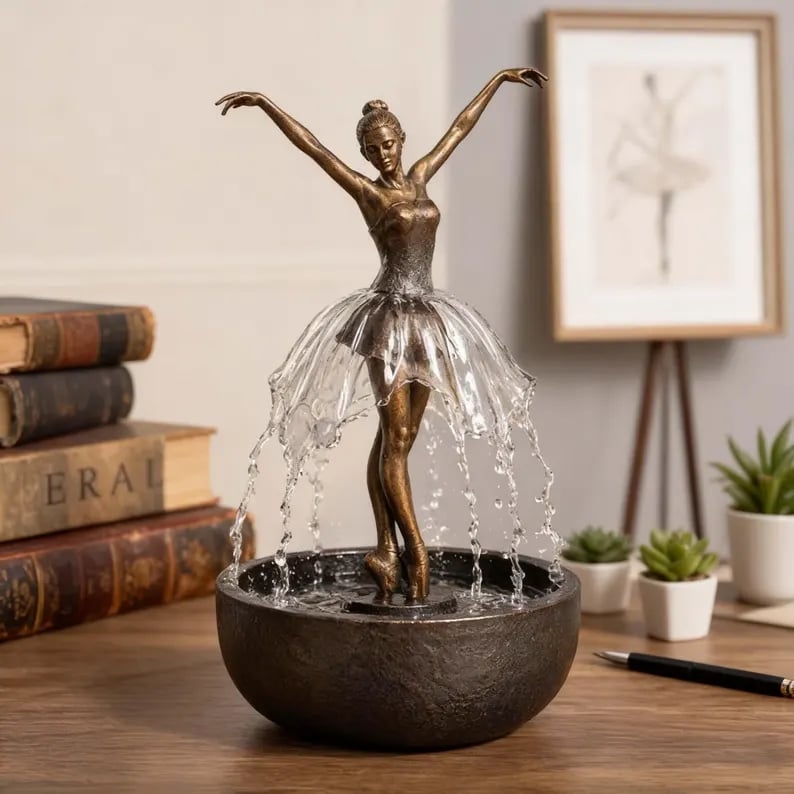 🔥HOT SALE 49% OFF💃🩰Elegant Ballerina Tabletop Water Fountain for Home & Office Decor💧✨