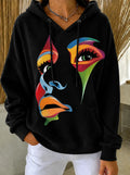 Women's - Colorful Face Print Sweatshirt