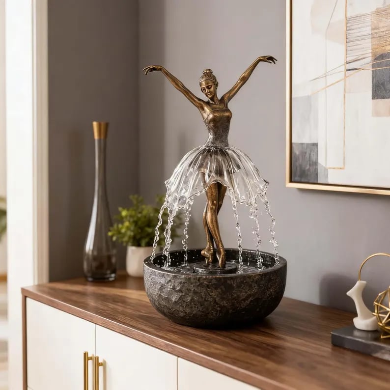 🔥HOT SALE 49% OFF💃🩰Elegant Ballerina Tabletop Water Fountain for Home & Office Decor💧✨