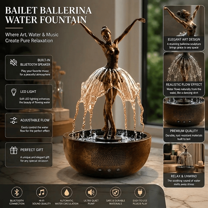 🔥HOT SALE 49% OFF💃🩰Elegant Ballerina Tabletop Water Fountain for Home & Office Decor💧✨